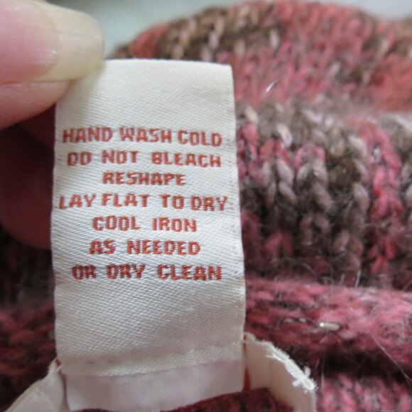 Sundance Mohair Blend Crewneck Sweater Pink/Brown Metallic Thread XL - Picture 9 of 9